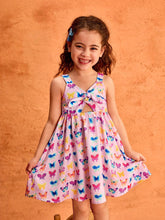 Young Girl Cute Casual Vacation Cartoon Butterfly Print Dress